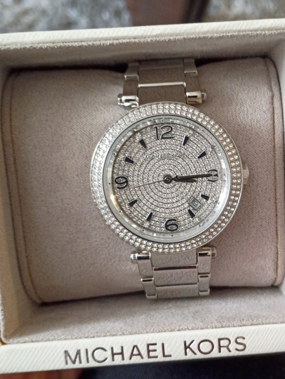 Michael Kors Silver Crystal Pave Bracelet Watch